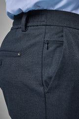 L&C Dark Grey Plain Regular Fit Ankle Length Formal/Casual Pants For Men | Polyester Viscose Blend