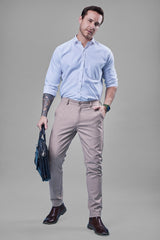 L&C Khaki Plain Regular Fit Ankle Length Formal/Casual Pants For Men | Polyester Viscose Blend