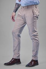 L&C Khaki Plain Regular Fit Ankle Length Formal/Casual Pants For Men | Polyester Viscose Blend