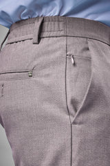 L&C Khaki Plain Regular Fit Ankle Length Formal/Casual Pants For Men | Polyester Viscose Blend