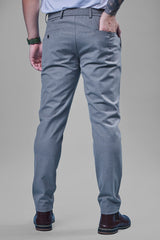 L&C Light Grey Plain Regular Fit Ankle Length Formal/Casual Pants For Men | Polyester Viscose Blend