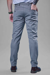 L&C Light Grey Plain Regular Fit Ankle Length Formal/Casual Pants For Men | Polyester Viscose Blend
