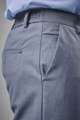 L&C Light Grey Plain Regular Fit Ankle Length Formal/Casual Pants For Men | Polyester Viscose Blend