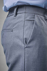 L&C Light Grey Plain Regular Fit Ankle Length Formal/Casual Pants For Men | Polyester Viscose Blend