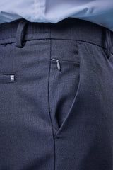 L&C Navy Plain Regular Fit Ankle Length Formal/Casual Pants For Men | Polyester Viscose Blend