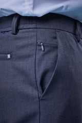 L&C Navy Plain Regular Fit Ankle Length Formal/Casual Pants For Men | Polyester Viscose Blend