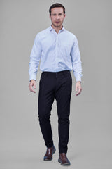 L&C Black Checked Regular Fit Ankle Length Formal/Casual Pants For Men | Polyester Viscose Blend