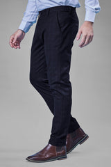 L&C Black Checked Regular Fit Ankle Length Formal/Casual Pants For Men | Polyester Viscose Blend