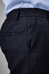 L&C Black Checked Regular Fit Ankle Length Formal/Casual Pants For Men | Polyester Viscose Blend