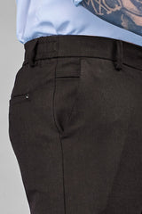 L&C Brown Plain Regular Fit Ankle Length Formal/Casual Pants For Men | Polyester Viscose Blend