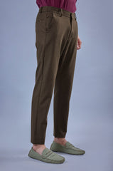 L&C Brown Lined Regular Fit Ankle Length Formal/Casual Pants For Men | Polyester Viscose Blend