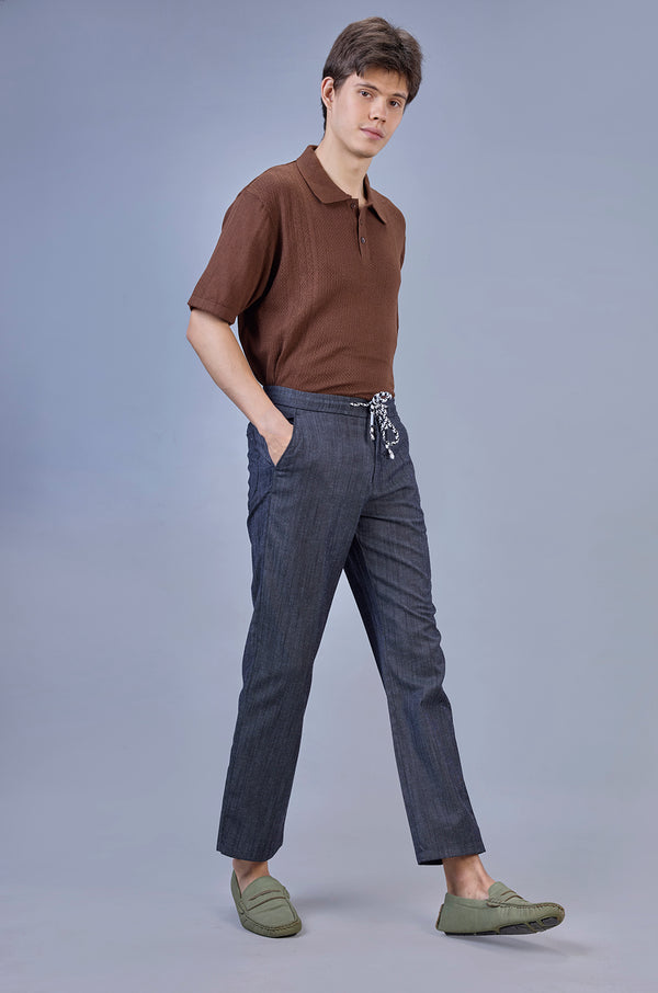 L&C Men's Grey | Linen Slub | Linen Blend | Casual Lowers | Relax Fit  With 4 Pockets and Drawstring