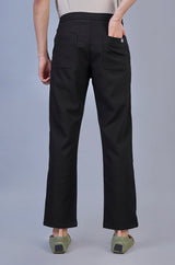 L&C Men's Black | Linen Look Dobby |Polyester | Casual Lowers | Relax Fit Comfort | With 4 Pockets