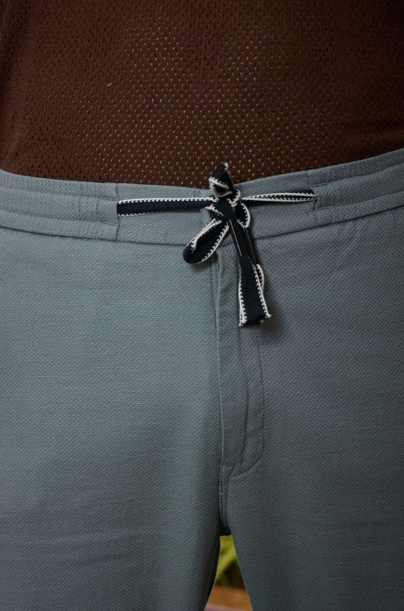 L&C Men's Stone Cotton Dobby Casual Lowers | Comfort Fit