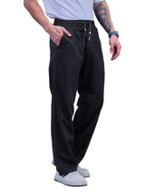 L&C Black | Baggy Fit | Regular Length | Unisex Casual Lowers | Flex Linen | Linen Slub