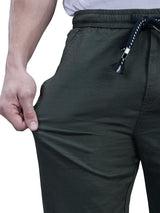 L&C Olive | Baggy Fit | Regular Length | Unisex Casual Lowers | Flex Linen | Linen Slub