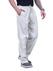 L&C Cream | Baggy Fit | Regular Length | Casual Lowers for Unisex | Flex Linen | Linen Slub