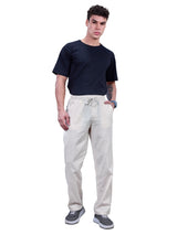 L&C Beige | Baggy Fit | Regular Length | Unisex Casual Lowers | Flex Linen | Linen Slub