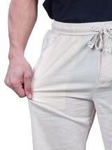 L&C Beige | Baggy Fit | Regular Length | Unisex Casual Lowers | Flex Linen | Linen Slub