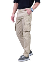 L&C Beige | Relax Fit | Regular Length | Gripper Elastic Men Cargo | Cotton | Dobby
