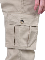 L&C Beige | Relax Fit | Regular Length | Gripper Elastic Men Cargo | Cotton | Dobby