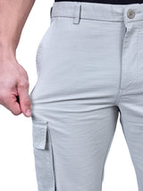 L&C Light Grey | Relax Fit | Regular Length | Gripper Elasticated Men Cargo Pants | Cotton | Dobby