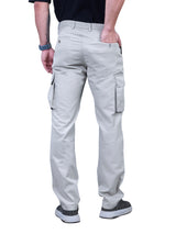 L&C Light Grey | Relax Fit | Regular Length | Gripper Elasticated Men Cargo Pants | Cotton | Dobby