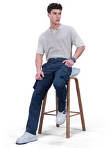 L&C Navy | Relax Fit | Regular Length | Gripper Elastic Men Cargo Pants | Cotton | Dobby