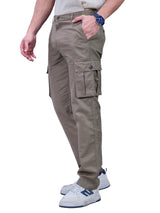 L&C Khaki | Relax Fit | Regular Length | Gripper Elasted Cargo Pants for Men | Cotton | Dobby