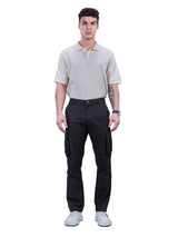 L&C Black | Relax Fit | Regular Length | Gripper Elasted Men Cargo  | Cotton | Dobby