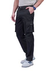L&C Black | Relax Fit | Regular Length | Gripper Elasted Men Cargo  | Cotton | Dobby