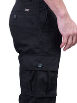 L&C Black | Relax Fit | Regular Length | Gripper Elasted Men Cargo  | Cotton | Dobby