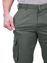 L&C Olive | Relax Fit | Regular Length | Gripper Adjustment Men Cargos| Cotton | Dobby