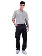 L&C Black | Relax Fit | Regular Length | Gripper Adjustment Men Cargo Pants | Cotton | Dobby