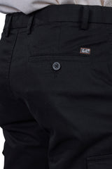 L&C Black | Relax Fit | Regular Length | Gripper Adjustment Men Cargo Pants | Cotton | Dobby