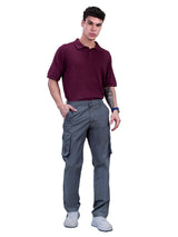 L&C Grey | Relax Fit | Regular Length | Gripper Elasted Cargos for Men | Cotton | Dobby