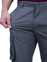 L&C Grey | Relax Fit | Regular Length | Gripper Elasted Cargos for Men | Cotton | Dobby