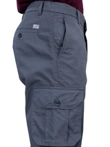 L&C Grey | Relax Fit | Regular Length | Gripper Elasted Cargos for Men | Cotton | Dobby
