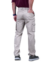 L&C Beige | Relax Fit | Regular Length | Gripper Elastic Cargo Pants for Men | Cotton | Dobby