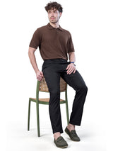 L&C Black | Relax Fit | Regular Length | Side Elastic Casual Trousers For Men | Imported 2 way Poly | Dobby