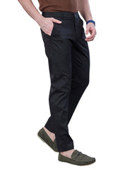 L&C Black | Relax Fit | Regular Length | Side Elastic Casual Trousers For Men | Imported 2 way Poly | Dobby
