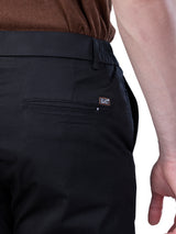 L&C Black | Relax Fit | Regular Length | Side Elastic Casual Trousers For Men | Imported 2 way Poly | Dobby
