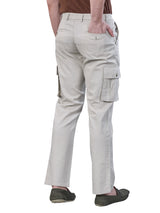 L&C Beige | Relax Fit | Regular Length | Gripper Elastic Cargo For Men with Chain | Cotton Dobby | Dobby