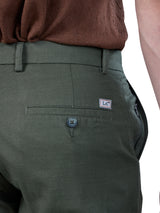 L&C Olive | Relax Fit | Regular Length | Gripper Elastic Cargo For Men with Chain | Cotton Dobby | Dobby