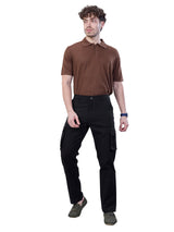 L&C Black | Relax Fit | Regular Length | Gripper Elastic Cargo For Men with Chain | Cotton Dobby | Dobby
