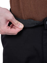 L&C Black | Relax Fit | Regular Length | Gripper Elastic Cargo For Men with Chain | Cotton Dobby | Dobby
