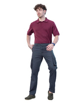 L&C Bluish Grey | Relax Fit | Regular Length | Gripper Elasted Cargo For Men with Chain | Cotton Dobby | Dobby