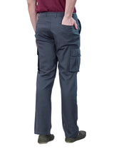 L&C Bluish Grey | Relax Fit | Regular Length | Gripper Elasted Cargo For Men with Chain | Cotton Dobby | Dobby
