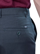 L&C Bluish Grey | Relax Fit | Regular Length | Gripper Elasted Cargo For Men with Chain | Cotton Dobby | Dobby