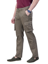 L&C Khaki | Relax Fit | Regular Length | Gripper Elasted Cargo For Men with Chain | Cotton Dobby | Dobby